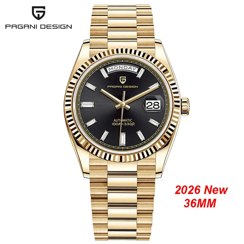 Nouvelle montre mécanique de luxe pour homme PAGANI DESIGN DD36 en or rose 2026, montre automatique avec date, montres pour homme avec verre saphir AR, livraison locale