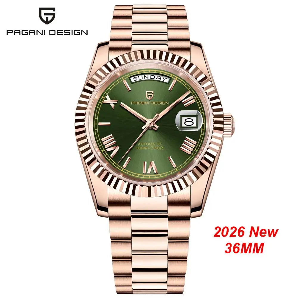 Nouvelle montre mécanique de luxe pour homme PAGANI DESIGN DD36 en or rose 2026, montre automatique avec date, montres pour homme avec verre saphir AR, livraison locale