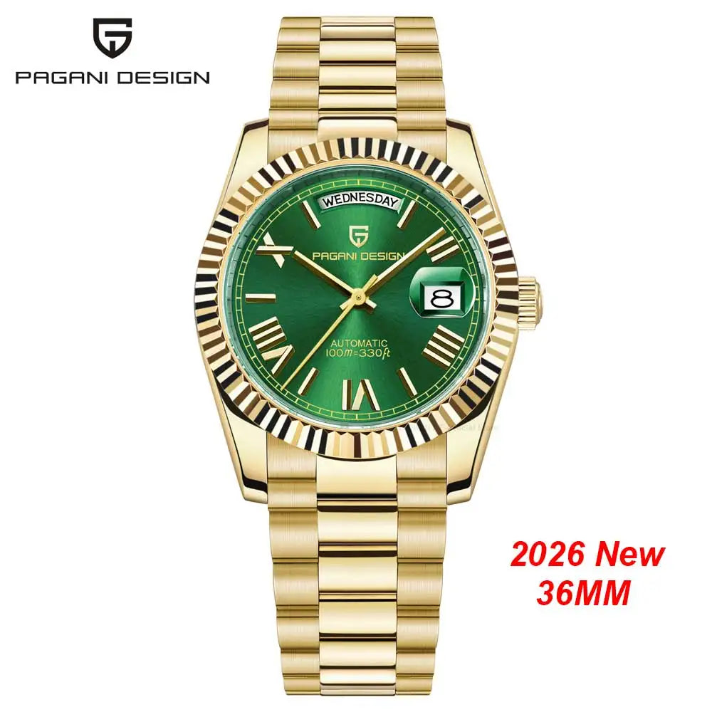 Nouvelle montre mécanique de luxe pour homme PAGANI DESIGN DD36 en or rose 2026, montre automatique avec date, montres pour homme avec verre saphir AR, livraison locale