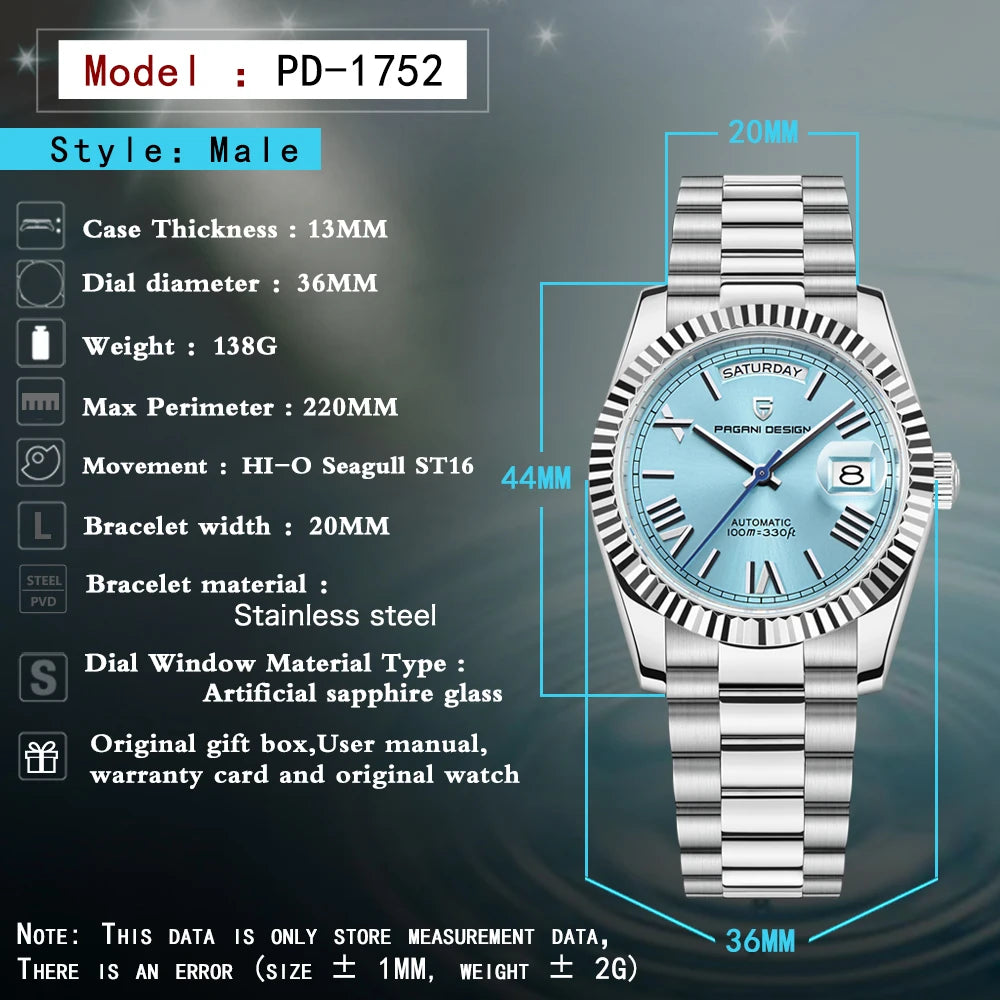 Nouvelle montre PAGANI DESIGN DD36 pour homme 2026, montre automatique de luxe haut de gamme pour homme, montre-bracelet mécanique, mode, étanche, verre saphir AR, acier inoxydable, cadeau pour homme