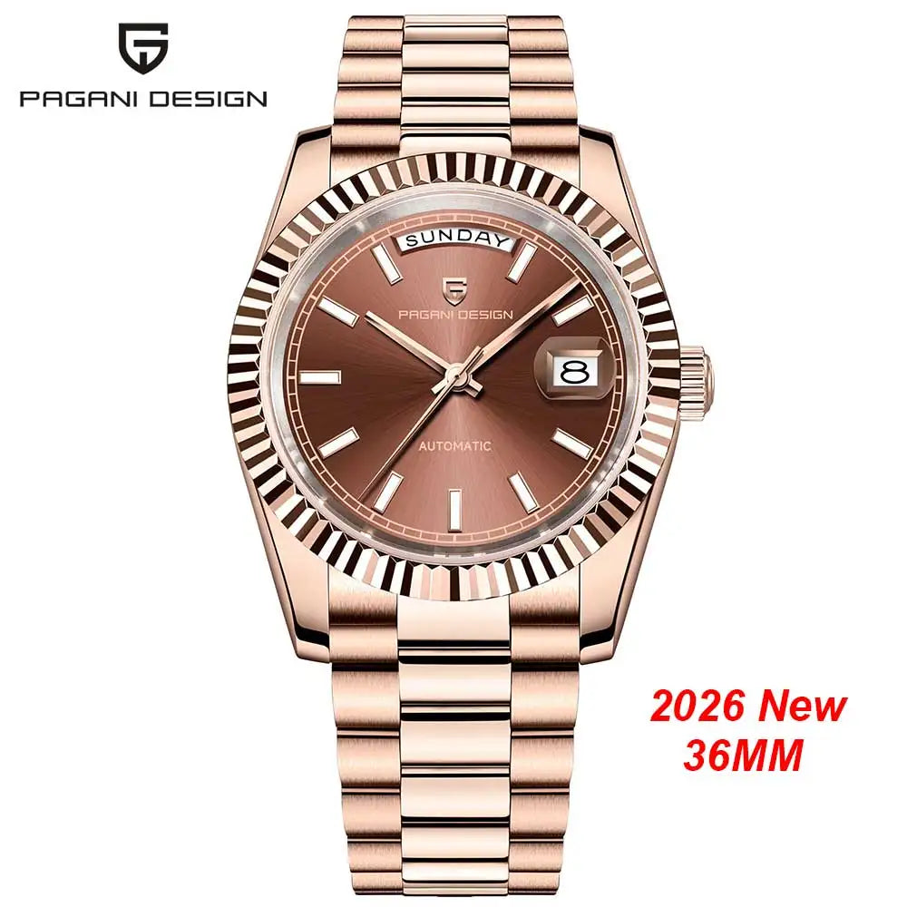 Nouvelle montre mécanique de luxe pour homme PAGANI DESIGN DD36 en or rose 2026, montre automatique avec date, montres pour homme avec verre saphir AR, livraison locale