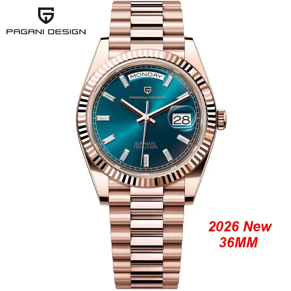 Nouvelle montre mécanique de luxe pour homme PAGANI DESIGN DD36 en or rose 2026, montre automatique avec date, montres pour homme avec verre saphir AR, livraison locale