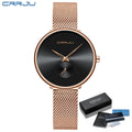 Montres pour femmes CRRJU, montre élégante ultra-fine pour femmes, cadeau pour dames, montre-bracelet argentée, montre à quartz étanche, montre femme