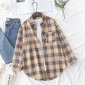 2025 nouvelle mode lâche femmes chemise à carreaux frais collège Style Design Blouses et hauts à manches longues décontracté femme à carreaux vêtements