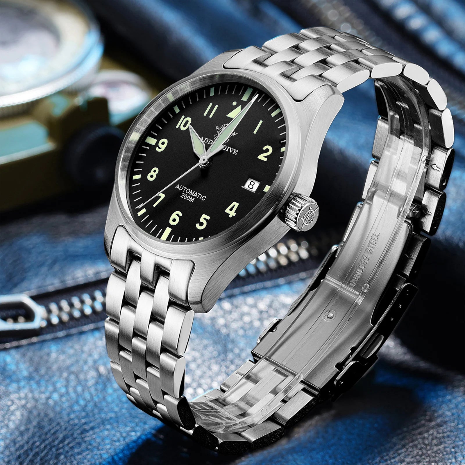 ADDIESDIVE – montre mécanique automatique pour hommes, C3, Super lumineuse, étanche 20 bars, en acier inoxydable 316L, AD2519