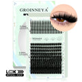 GROINNEYA Kit de grappes de cils pointes cils individuels grappes de cils Kit de grappes de cils D-curly avec maquillage de liaison et de joint