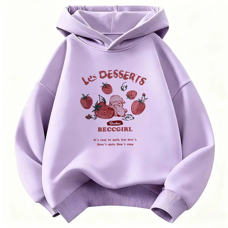 Sweat à capuche Y2k à la mode avec motif fraise amusant pour enfants, style années 90, décontracté, pour garçons et filles