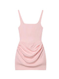 Robe courte plissée de style français pour femmes, mode été, robe de soirée, bretelles spaghetti, robe moulante sexy, corset bandage, mini robe