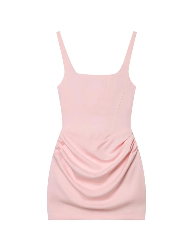 Robe courte plissée de style français pour femmes, mode été, robe de soirée, bretelles spaghetti, robe moulante sexy, corset bandage, mini robe