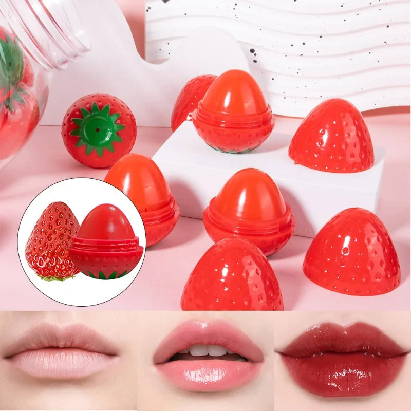 Baume à lèvres à la fraise, hydratant longue durée, réparateur, rouge à lèvres hydratant, fruits mignons, répare les lèvres sèches, cosmétiques, 1/4 pièces