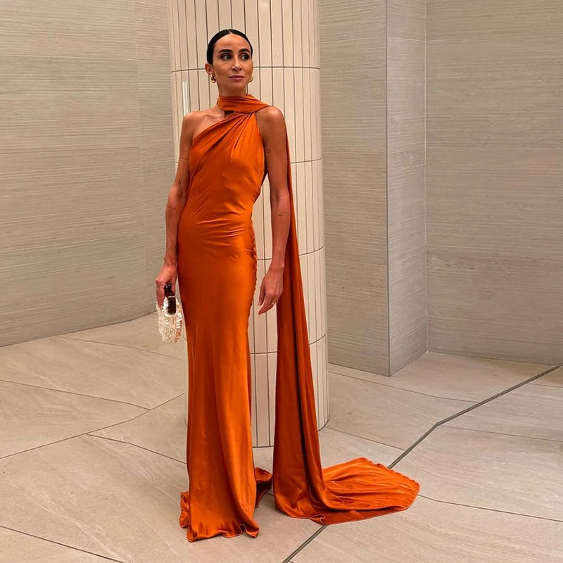 Robe élégante à col licou pour femmes, couleur unie, épaules dénudées, sans manches, dos nu, Slim, Maxi, Robes de soirée, été, automne, 2025
