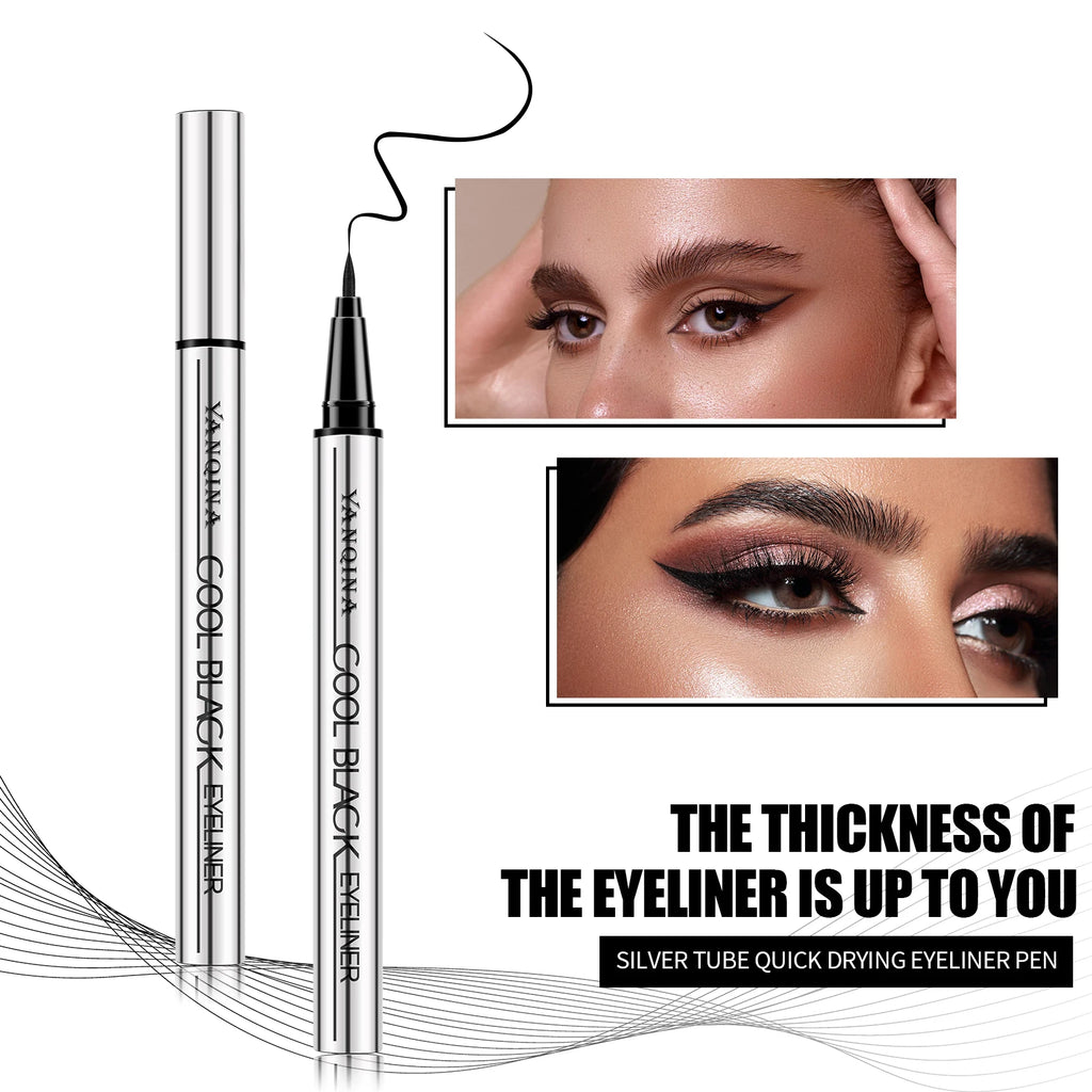 Stylo Eyeliner Liquide Imperméable — Noir & Marron, Longue Durée Sans Bavures