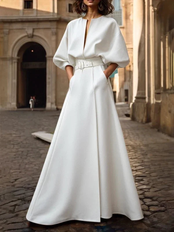 Modigirl 2025 nouvelle mode robes de mariée pour les femmes été printemps col en v profond soirée anniversaire femme élégante robe Maxi ample