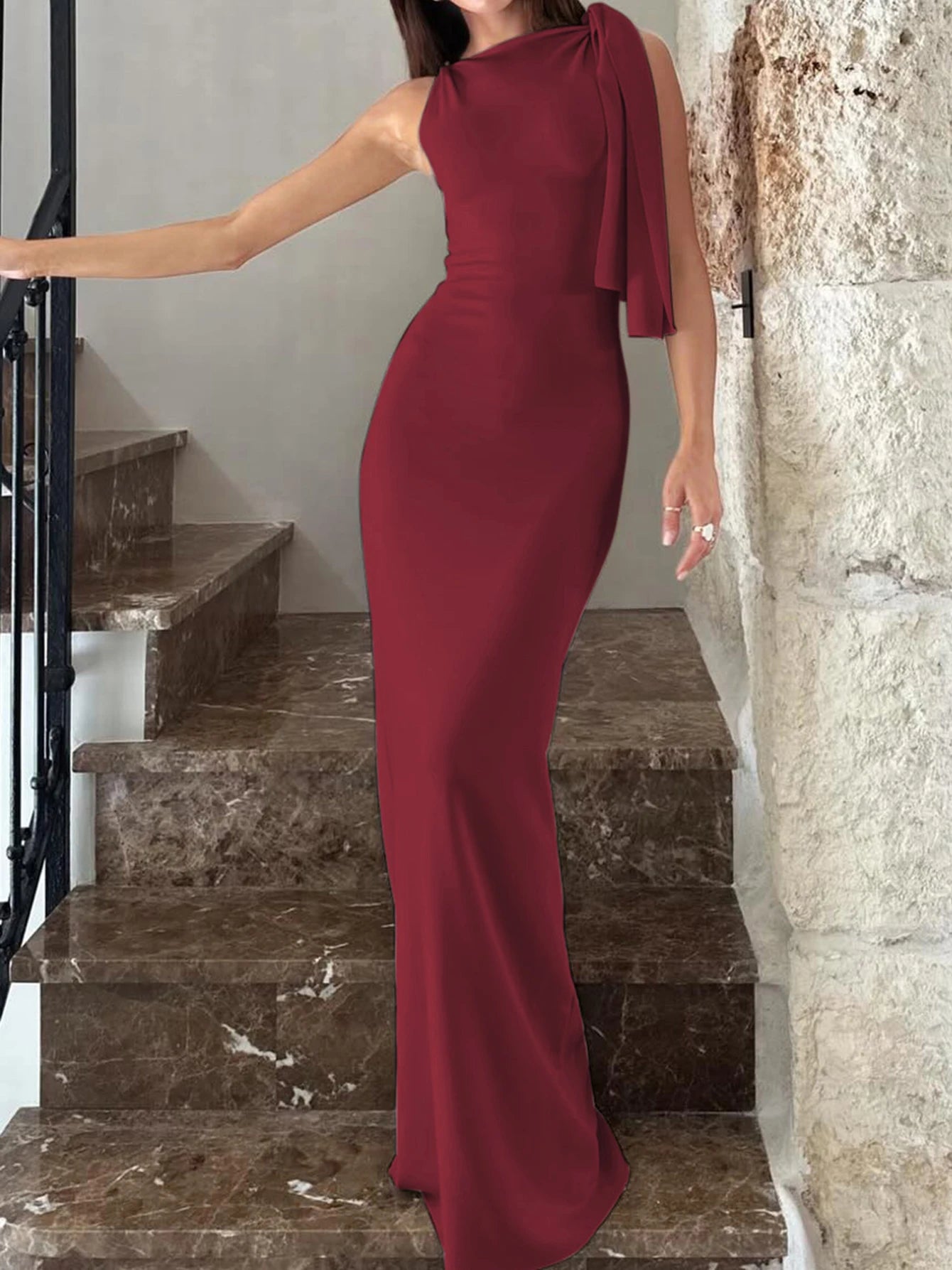 Hugcitar mode solide col rond sans manches Patchwork Sexy moulante Maxi robe de bal été femmes vêtements fête Festival Club Y2K