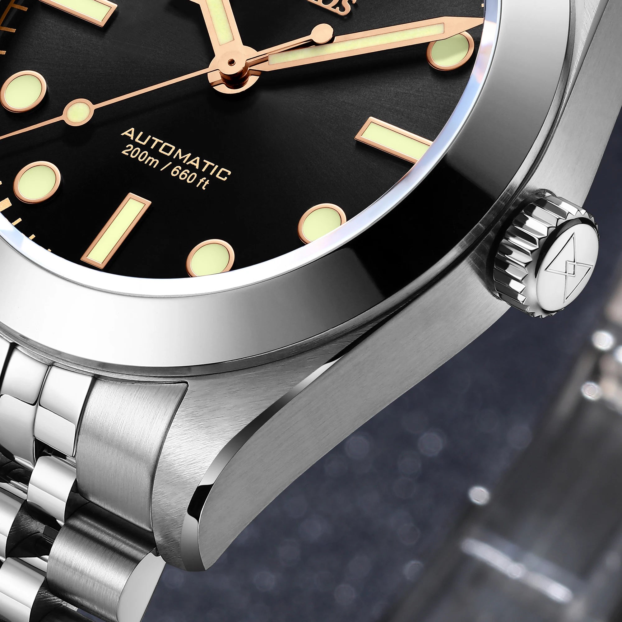 Montre mécanique pour homme Cronos BB36, 36 mm, automatique, verre saphir PT5000, bracelet brossé, 5 maillons solides, 10 ATM, L6036M