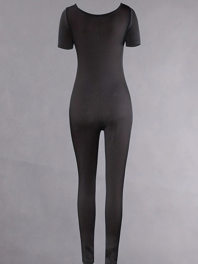 Barboteuse à manches courtes pour femmes, couleur unie, slim, batterie con, combinaisons, sport, fitness, décontracté, activité, streetwear, salopette