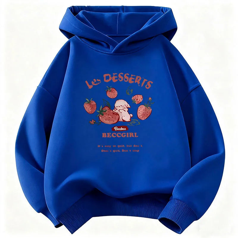 Sweat à capuche Y2k à la mode avec motif fraise amusant pour enfants, style années 90, décontracté, pour garçons et filles