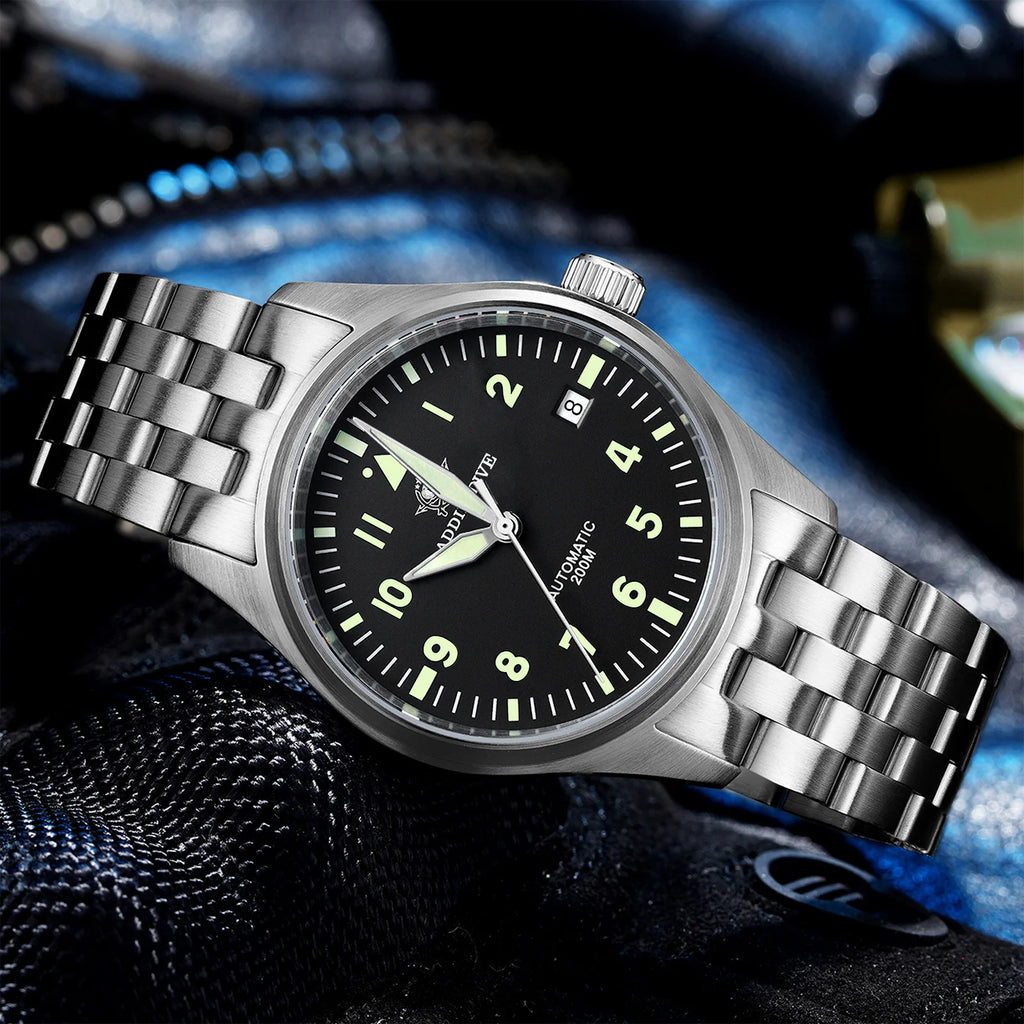 ADDIESDIVE – montre mécanique automatique pour hommes, C3, Super lumineuse, étanche 20 bars, en acier inoxydable 316L, AD2519