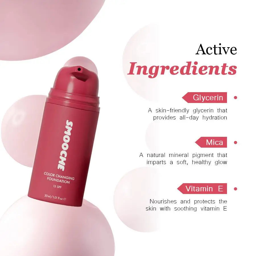 Fond de teint coréen Smooche changeant de couleur, 15ml, pour tous types de peau, SPF 15, couvrant les imperfections, marque originale, base de maquillage pour le visage