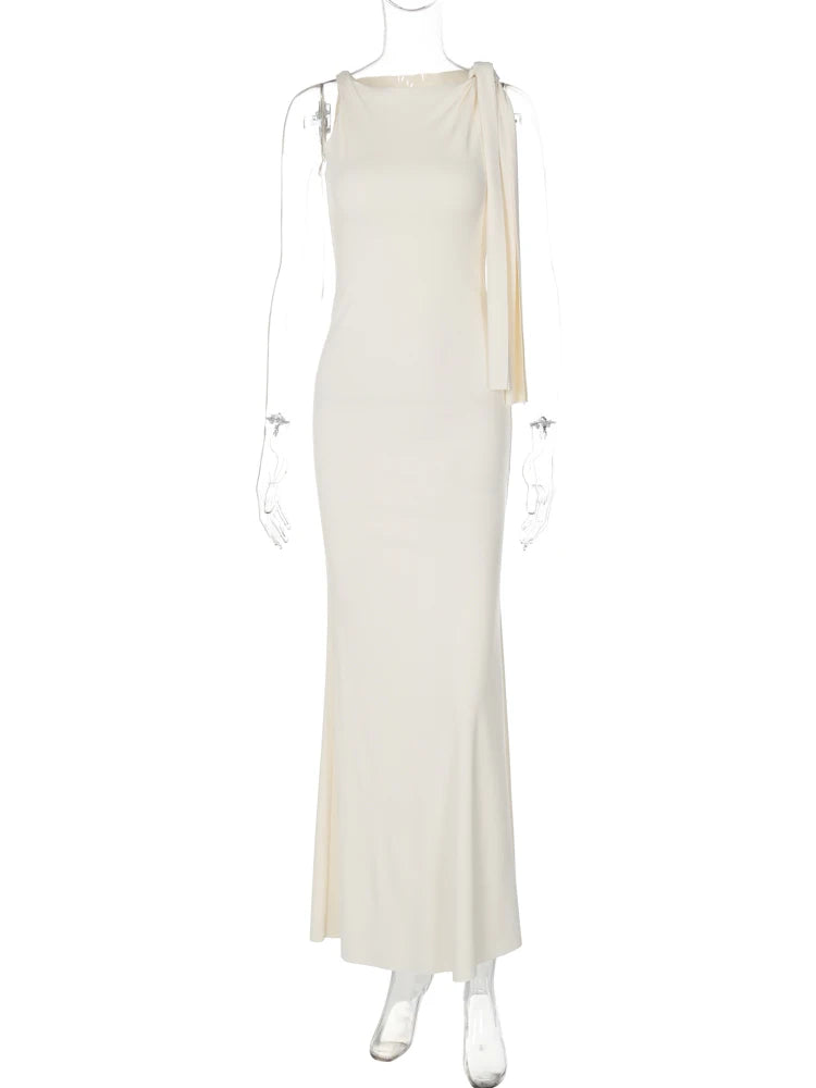 Hugcitar mode solide col rond sans manches Patchwork Sexy moulante Maxi robe de bal été femmes vêtements fête Festival Club Y2K