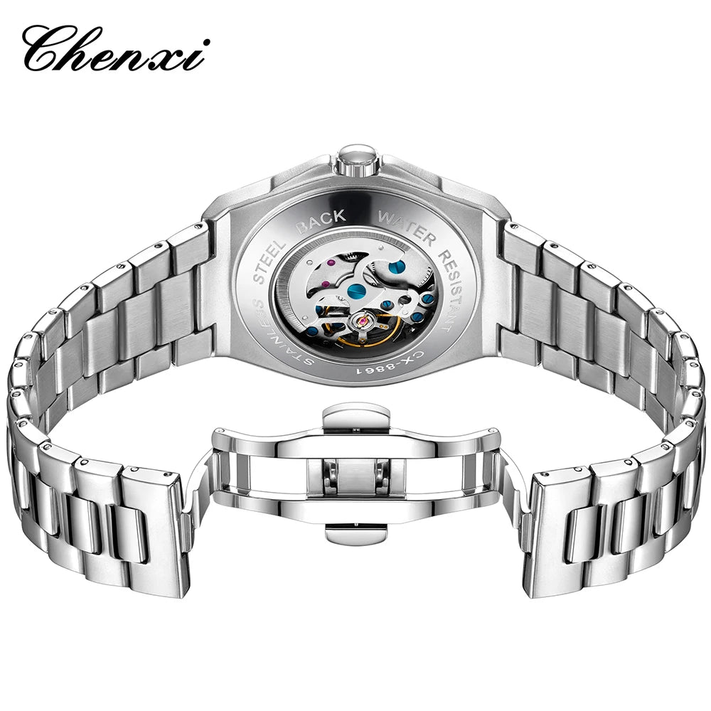 Montre mécanique pour homme CHENXI 2026, automatique, luminescente, étanche, bracelet en acier, montres mécaniques de mode pour hommes