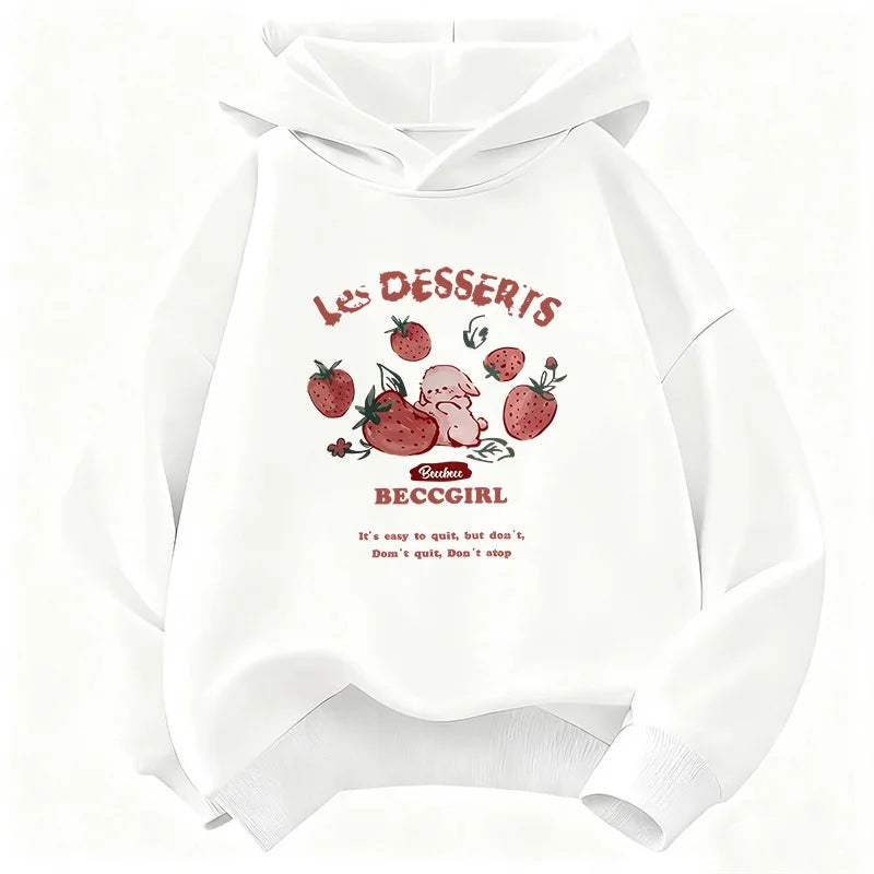 Sweat à capuche Y2k à la mode avec motif fraise amusant pour enfants, style années 90, décontracté, pour garçons et filles