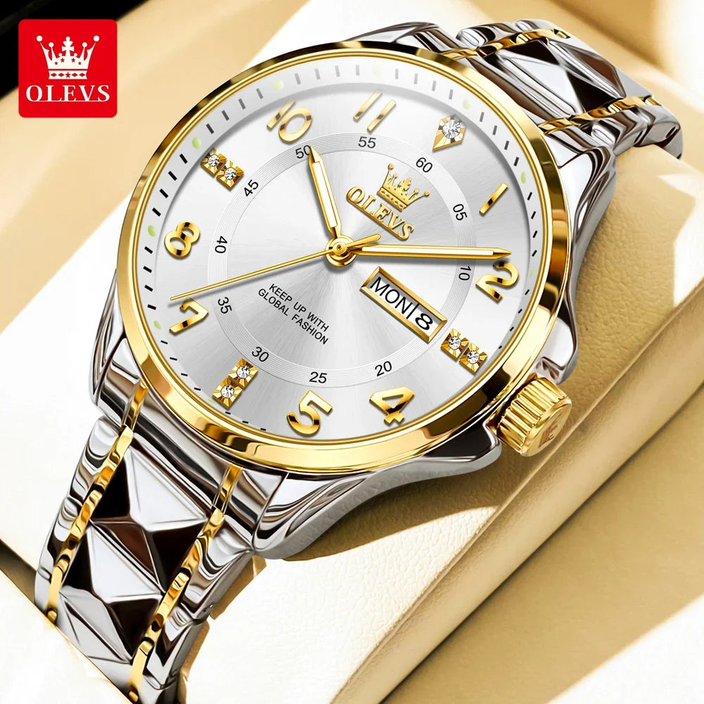 OLEVS 2910 montre à Quartz de luxe pour hommes en acier inoxydable étanche Date sport classique décontracté hommes montres lumineux Reloj