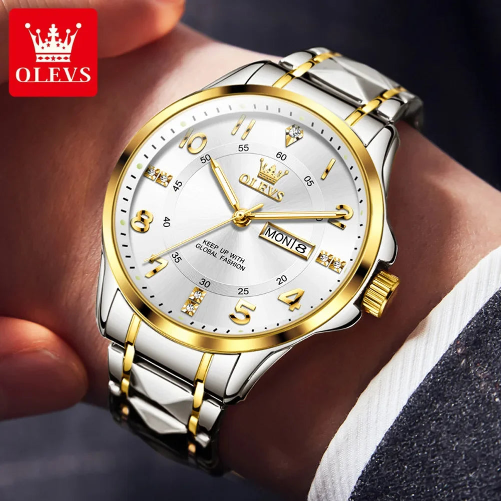 OLEVS 2910 montre à Quartz de luxe pour hommes en acier inoxydable étanche Date sport classique décontracté hommes montres lumineux Reloj
