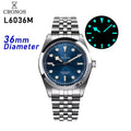 Montre mécanique pour homme Cronos BB36, 36 mm, automatique, verre saphir PT5000, bracelet brossé, 5 maillons solides, 10 ATM, L6036M