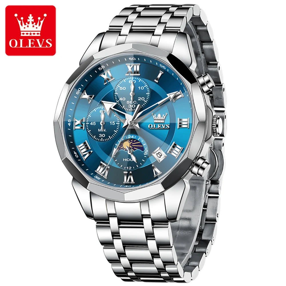 OLEVS 3675 luxe en acier inoxydable étanche calendrier montre à Quartz pour hommes chronographe lumineux hommes montres Reloj Hombre