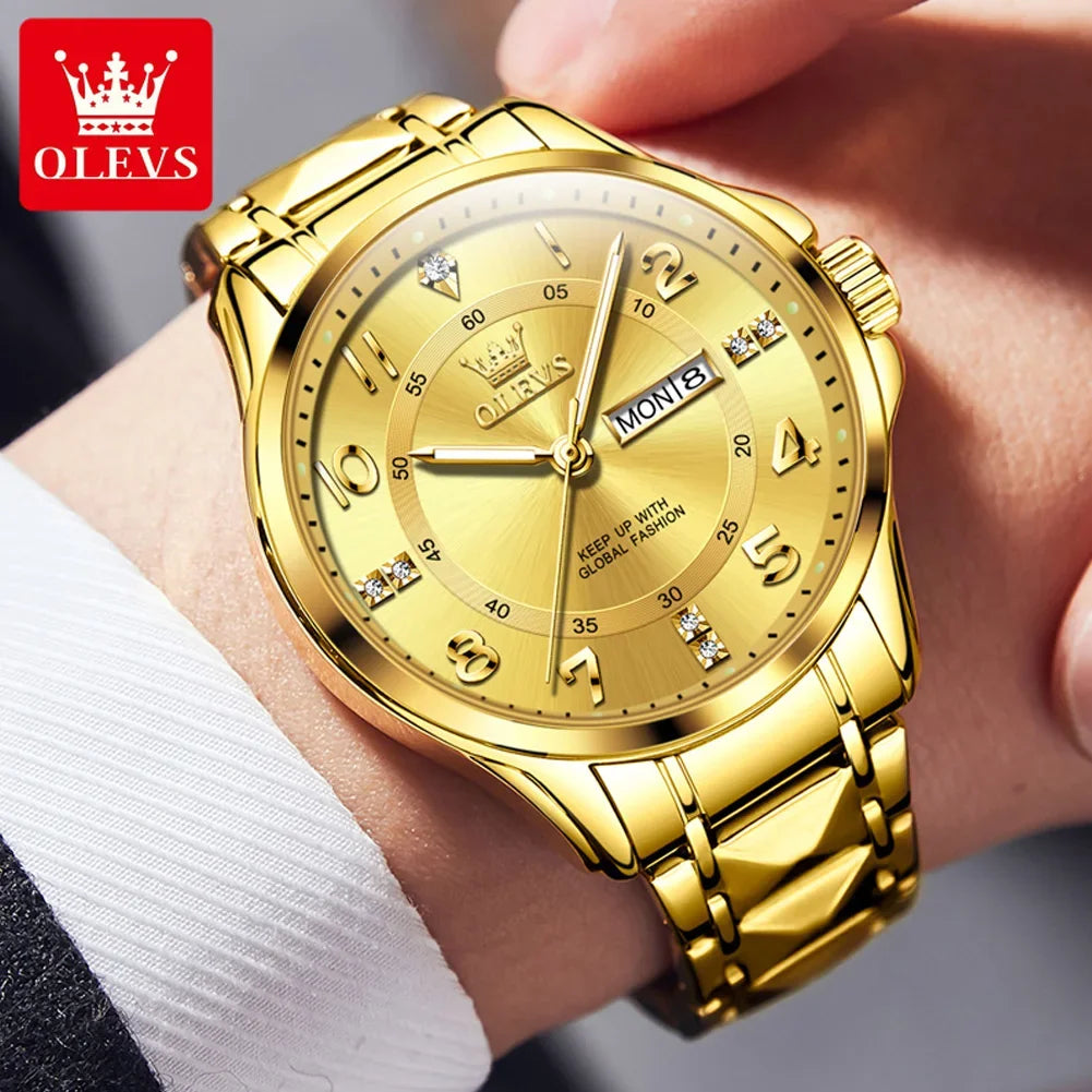 OLEVS 2910 montre à Quartz de luxe pour hommes en acier inoxydable étanche Date sport classique décontracté hommes montres lumineux Reloj