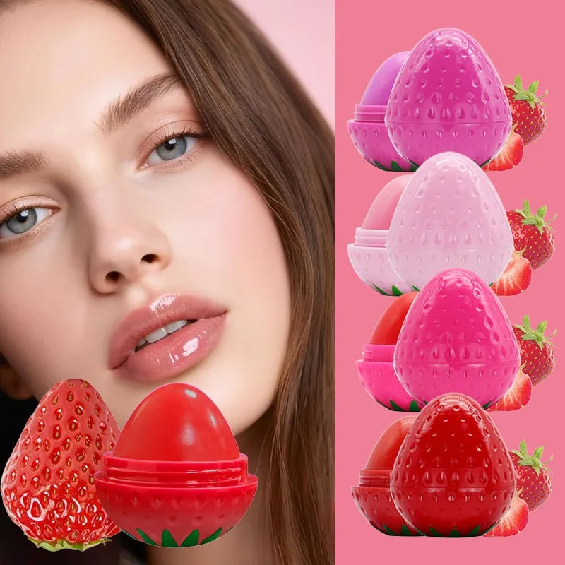 Baume à lèvres à la fraise, hydratant longue durée, réparateur, rouge à lèvres hydratant, fruits mignons, répare les lèvres sèches, cosmétiques, 1/4 pièces