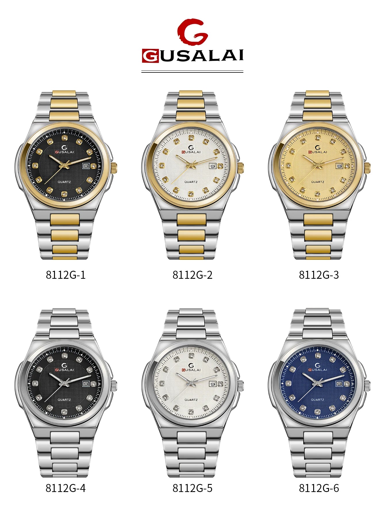 Montre à quartz en acier pour hommes GUSALAI – Élégante et polyvalente pour les affaires et les vêtements décontractés