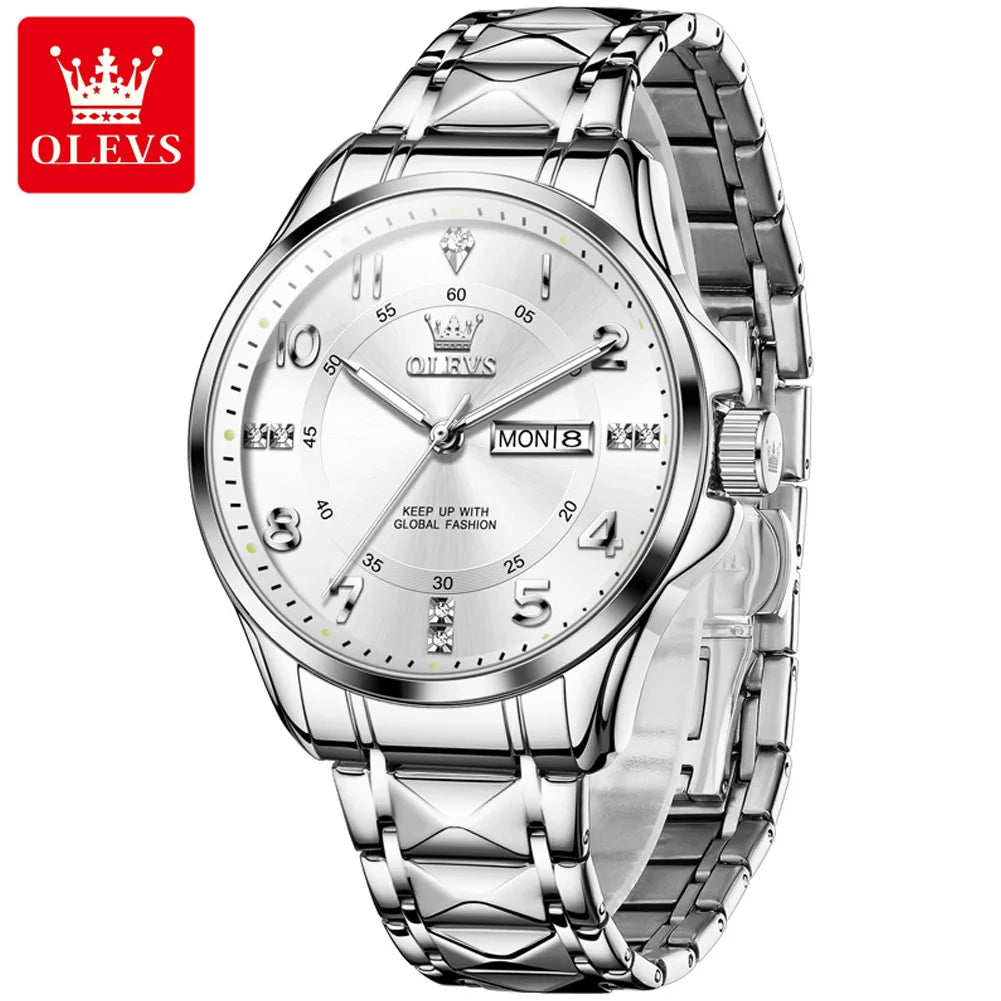OLEVS 2910 montre à Quartz de luxe pour hommes en acier inoxydable étanche Date sport classique décontracté hommes montres lumineux Reloj