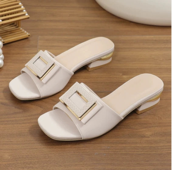 Pantoufles d'Été à Talons Hauts pour Femme, Chaussures Élégantes à Enfiler, Confortables, pour ixde Mariage