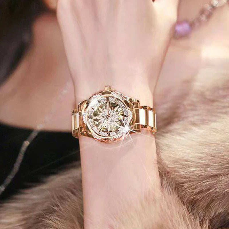 Montre Femme Élégante 2026 – Montre-Bracelet Squelette à Cadran Circulaire, Montre à Quartz Diamantée pour Femme, Montre de Luxe Tendance pour Petite Amie