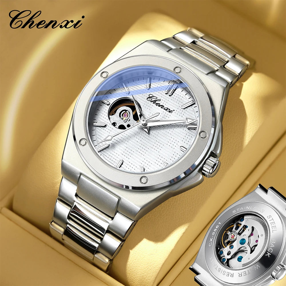 Montre mécanique pour homme CHENXI 2026, automatique, luminescente, étanche, bracelet en acier, montres mécaniques de mode pour hommes