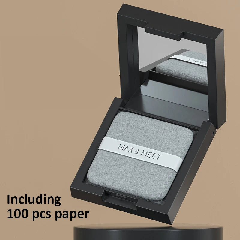Boîte de papier de contrôle d'huile douce, bouffée de poudre pour le visage, longue durée 24h, contrôle de l'huile, finition, outils de maquillage pour le visage avec miroir, nouveau, protecteur