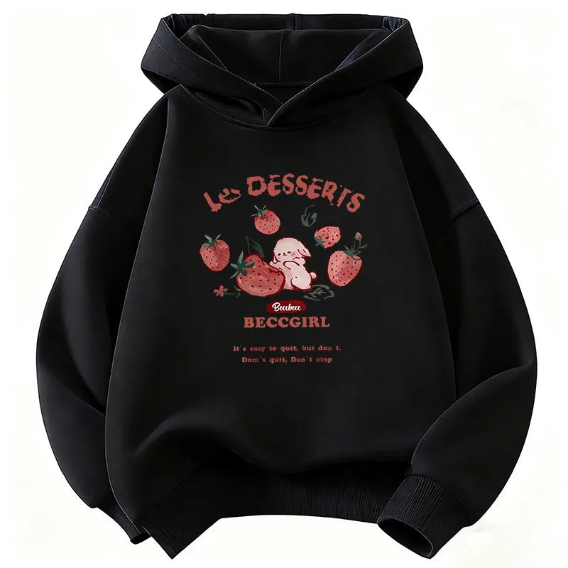 Sweat à capuche Y2k à la mode avec motif fraise amusant pour enfants, style années 90, décontracté, pour garçons et filles