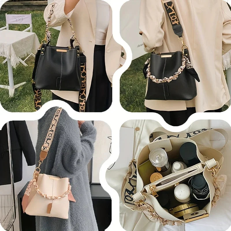 Sac à bandoulière de luxe pour femmes, sac seau de grande capacité avec chaîne de ruban, sac à bandoulière pour les déplacements, nouvelle collection