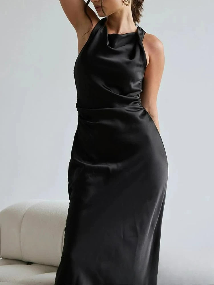 KONDALA Vintage décontracté Chic femmes robe solide col rond sans manches fermeture éclair robe mince mode 2025 vacances d'été robe fourreau