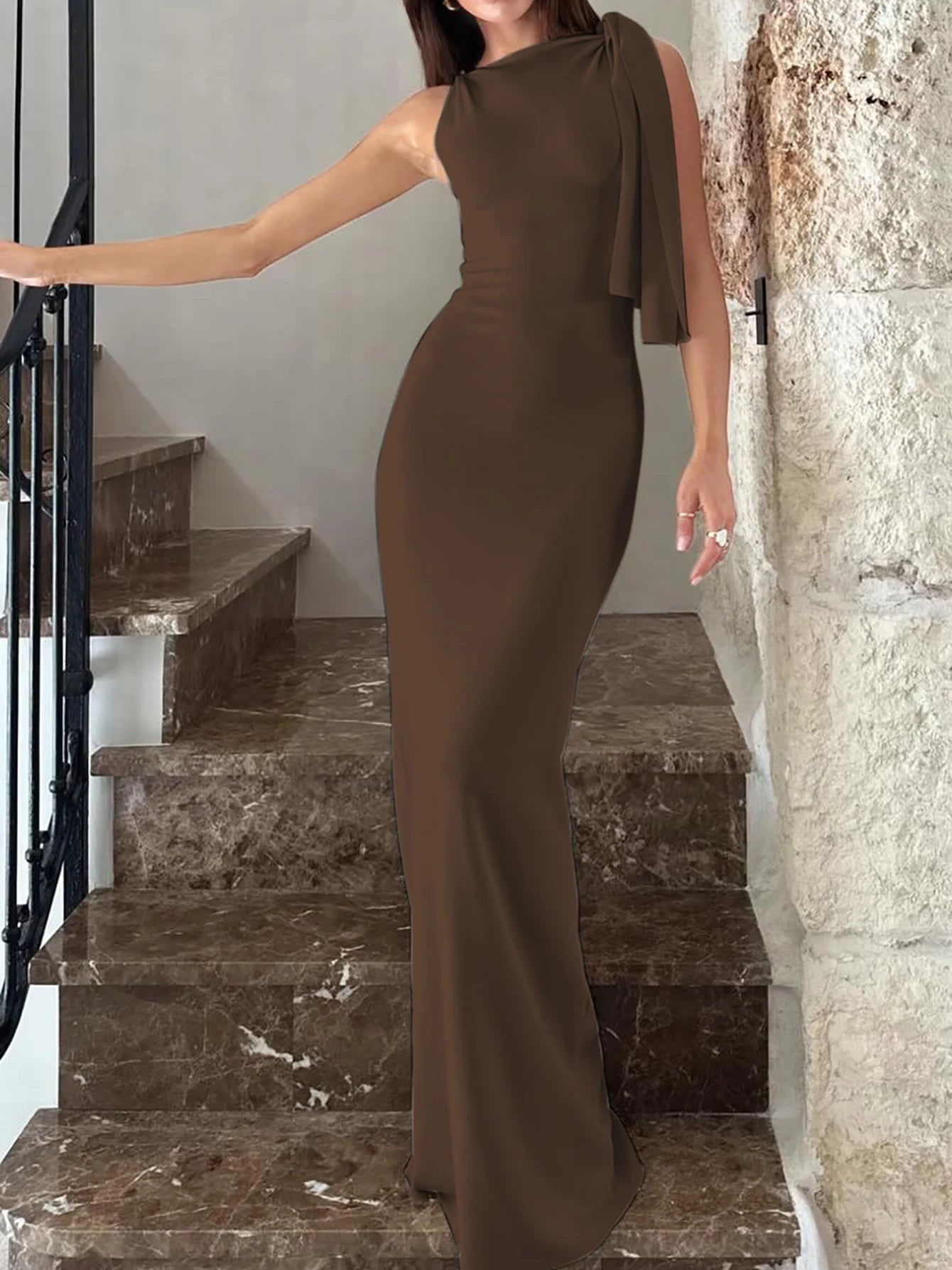 Hugcitar mode solide col rond sans manches Patchwork Sexy moulante Maxi robe de bal été femmes vêtements fête Festival Club Y2K