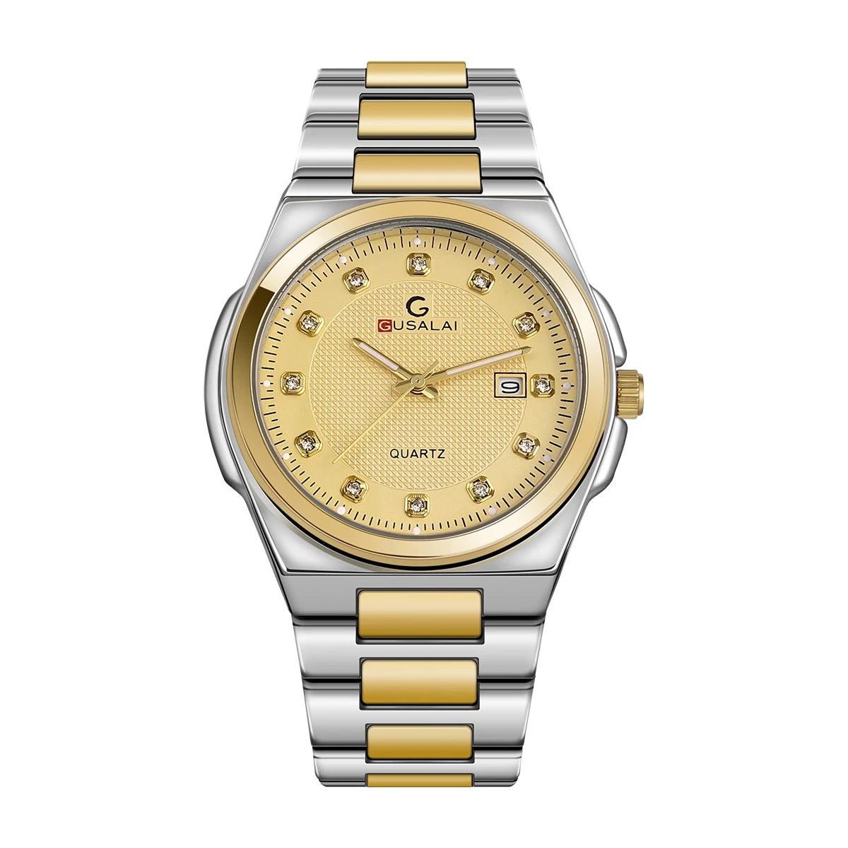 Montre à quartz en acier pour hommes GUSALAI – Élégante et polyvalente pour les affaires et les vêtements décontractés