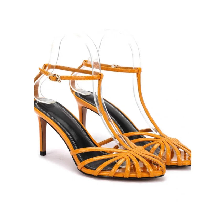 Sandales femmes 2025 Style Simple t-strap sandales pour filles femmes Sexy talon bande étroite fête chaussures de mariage été Sandalias