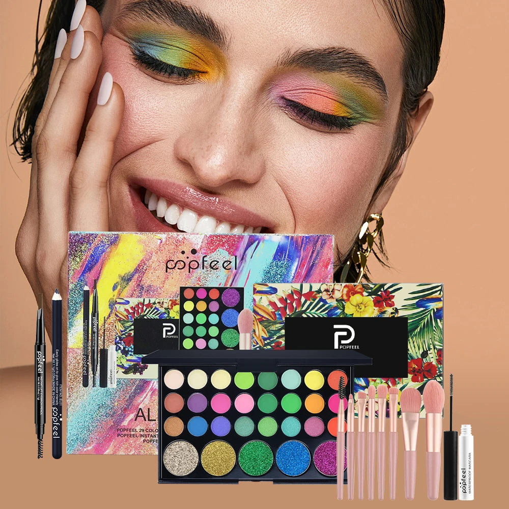 Kit Maquillage Yeux POPFEEL — Palette 40 Couleurs + Crayons à Sourcils