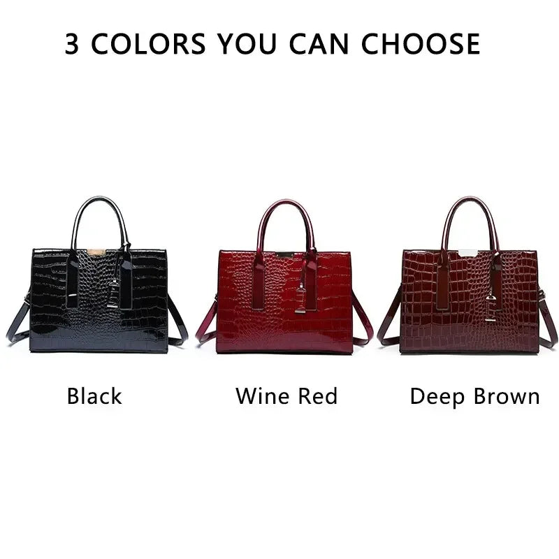 Sac à main de luxe Vintage motif Crocodile pour femmes, fourre-tout de grande capacité, sac à bandoulière d'affaires en cuir pour femmes