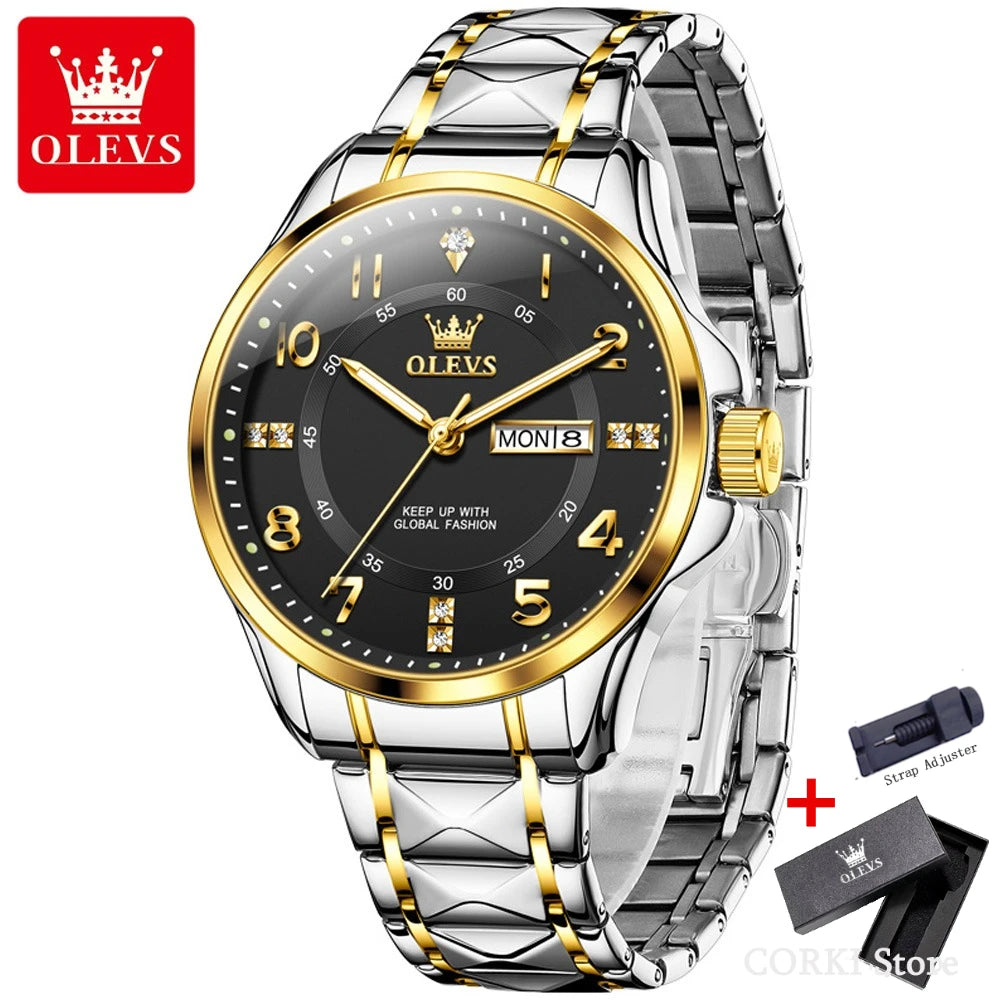 OLEVS 2910 montre à Quartz de luxe pour hommes en acier inoxydable étanche Date sport classique décontracté hommes montres lumineux Reloj