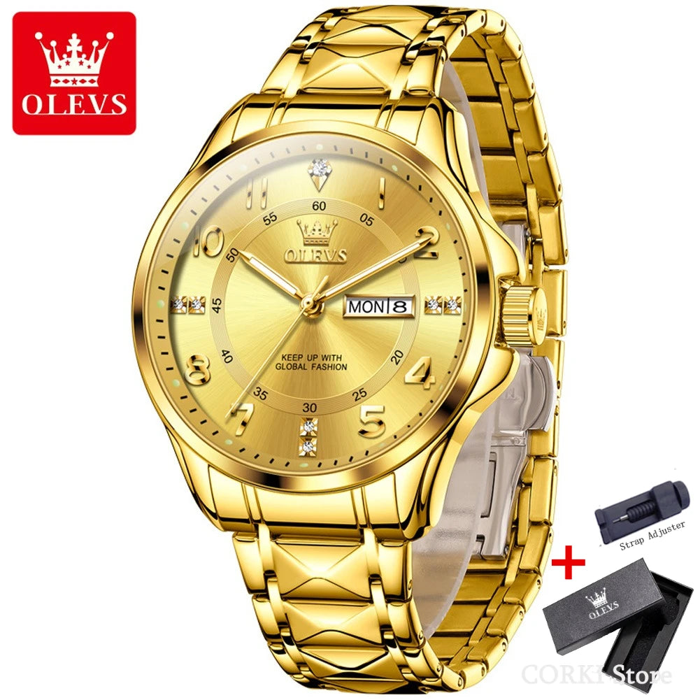 OLEVS 2910 montre à Quartz de luxe pour hommes en acier inoxydable étanche Date sport classique décontracté hommes montres lumineux Reloj
