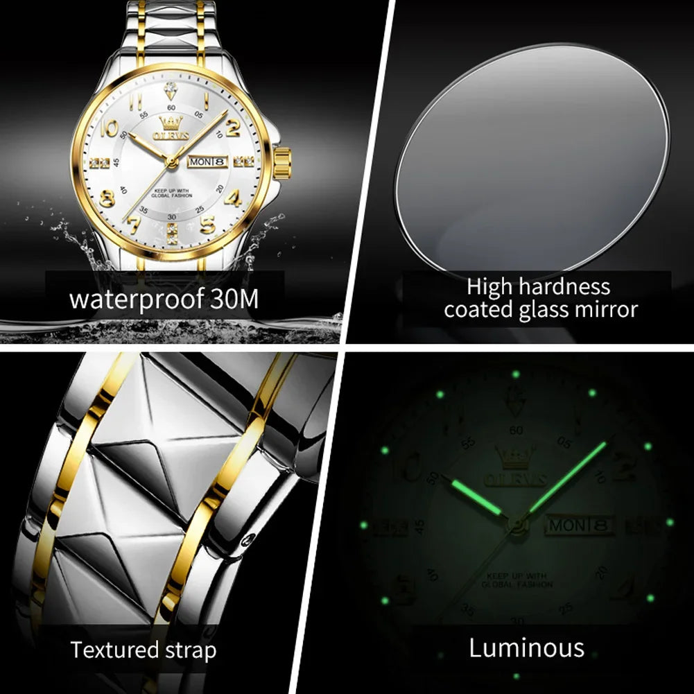 OLEVS 2910 montre à Quartz de luxe pour hommes en acier inoxydable étanche Date sport classique décontracté hommes montres lumineux Reloj
