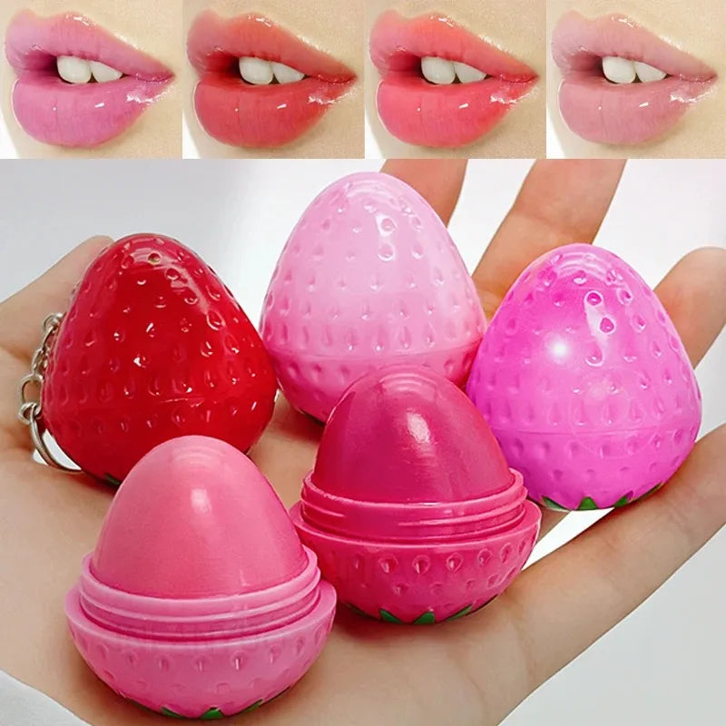 Baume à lèvres à la fraise, hydratant longue durée, réparateur, rouge à lèvres hydratant, fruits mignons, répare les lèvres sèches, cosmétiques, 1/4 pièces